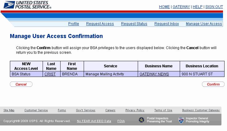 Business Services Administrator Manage User Access BSA
