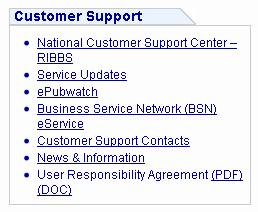 Additional customer support links Service Updates epubwatch Link Description Information on natural disasters and severe weather conditions affecting USPS service Electronic Publication Watch System