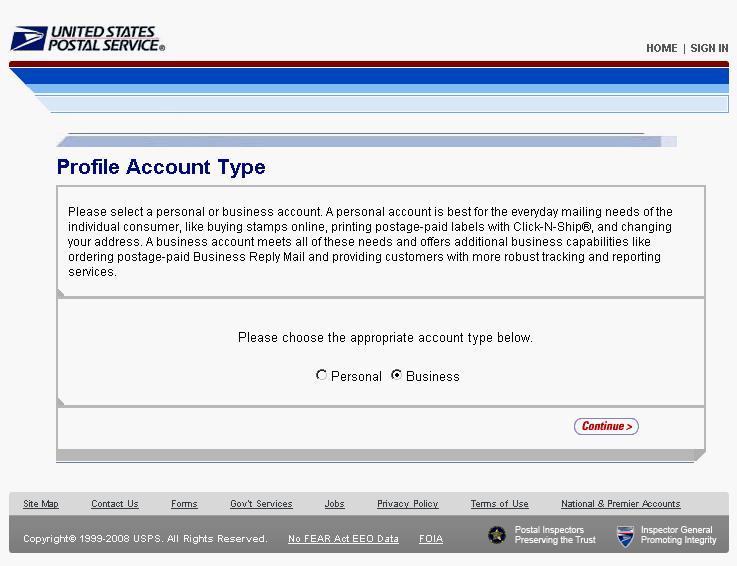 Login and New Accounts Step 3. New user selects business account Step 4.
