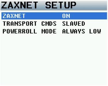 MAIN MENU ZaxNet Setup ZaxNet Menu ZaxNet functionally in Maxx will allow you to remotely control Zaxcom TRX transmitters.