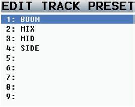 MAIN MENU ENG Setup Menu Track Names The track name menu allows for the naming of the record tracks.
