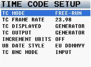 MAXX OPERATIONS Time Code Setup Time Code TC Mode FREE-RUN Time code runs continuously. REC-RUN Time code will start to run when Maxx begin to record.