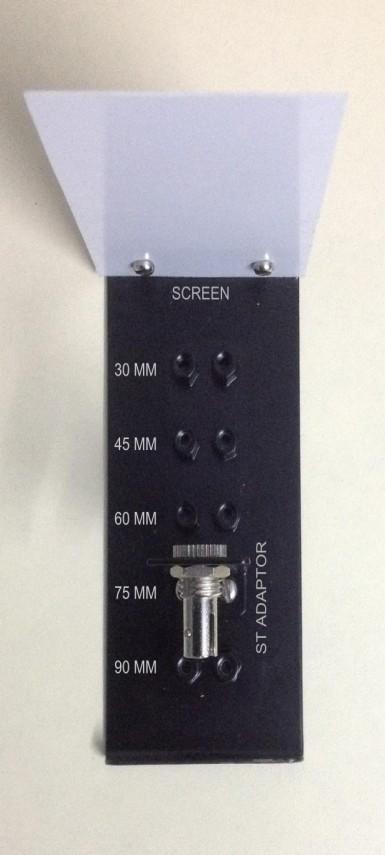 6.2 Detector Screen: This comprises a fixed a white screen, 54 mm wide and a cable holder on a solid metal frame.