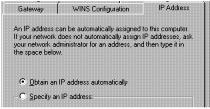 Obtain an IP address automatically option in Windows Me/98 5.