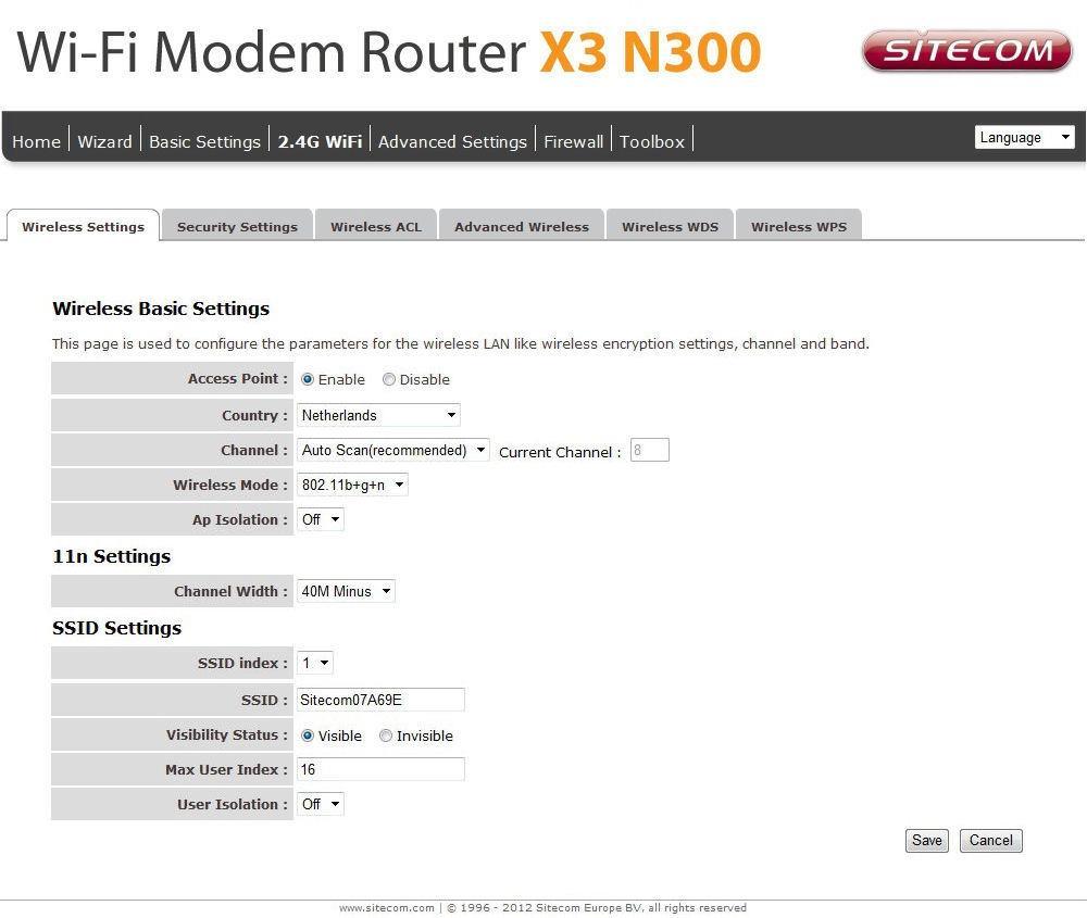 2.4GHz WiFi This section provides the wireless network settings for your router. You can enable and configure the wireless AP function here.