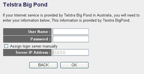 2-3-6 Setup procedure for Telstra Big Pond: 3 1 2 4 5 This setting only works when you re using Telstra Big Pond s network service in Australia.