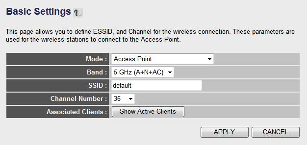 1 2 3 4 5 5GHz Access Point Settings 1 2 3 4 5 Here are descriptions of every setup item: Band (2): 2.4GHz Band 2.4 GHz (B): This mode only allows 802.