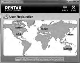 Ekrane atsiras pasaulio žemėlapis, reikalingas registruoti produktą internete.