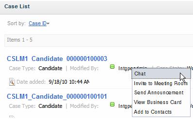 Sametime Integration User names in the widgets can show Sametime status and user can initiate web chat Uses Lotus