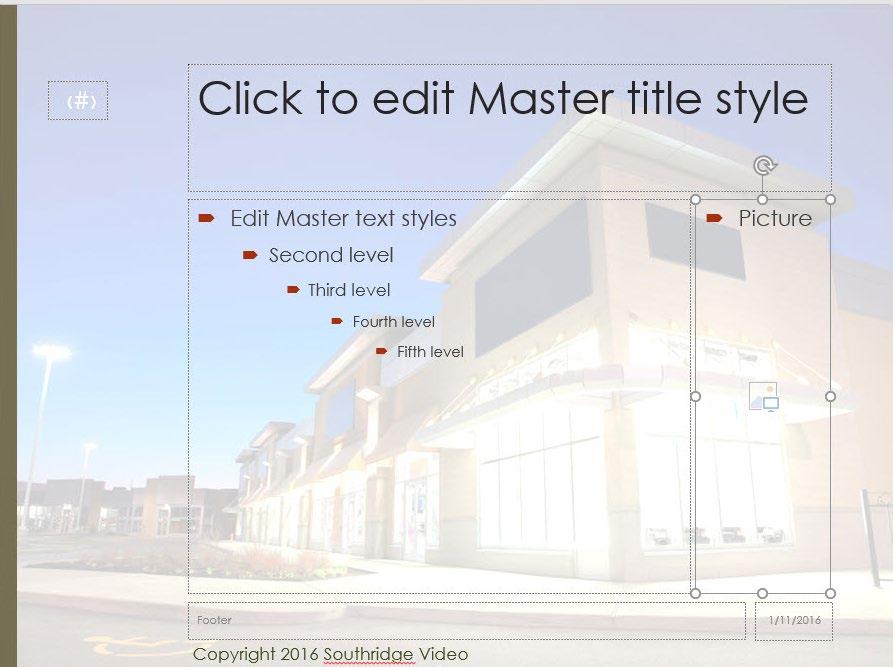 Designing a Presentation 87 Create a New Layout GET READY. USE the Rates Masters presentation that is still open in Slide Master view from the previous exercise. 1.