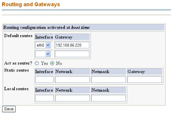 Routing and Gateways You can set the interface and Gateway that you want to act as your default within the