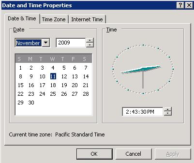 Chapter 5 Various Settings Time Settings Synchronizing the Windows Storage Server clock. 1 Double click on the time in the systray of your remote desktop screen.