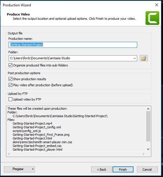 FIGURE 16. OPTIONS FOR SAVING IN THE PRODUCTION WIZARD 4.