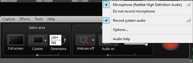 1. Click on Record the screen. This opens the Camtasia recorder, and minimizes Camtasia Studio. FIGURE 5. RECORD THE SCREEN 2.