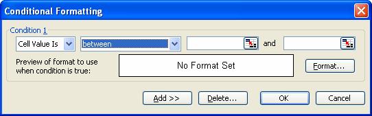 Excel 2003, Level 2 Page 7 Using Conditional Formatting Conditional format is a format, such as cell shading or font color that Excel automatically applies to cells if a specified condition is true.