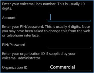 Account Number - 10-digit phone number associated with the voicemail box you wish to access. Pin/Password - The Personal Identification Number (PIN) for the voicemail box.