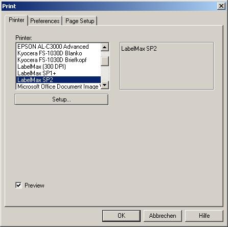 7 Basic settings in the SignMax software Select the correct printer (here: Label Max