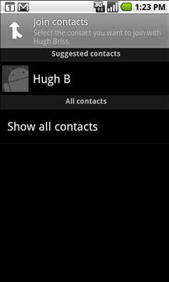 Contacts 108 Joining contacts To join contacts When you add an account or add contacts in other ways, such as by exchanging emails, Contacts attempts to avoid duplication by joining any new contact