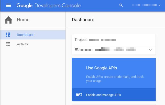 You ll be returned to your dashboard. Google helpfully highlights your next step in blue, the Use Google APIs box.