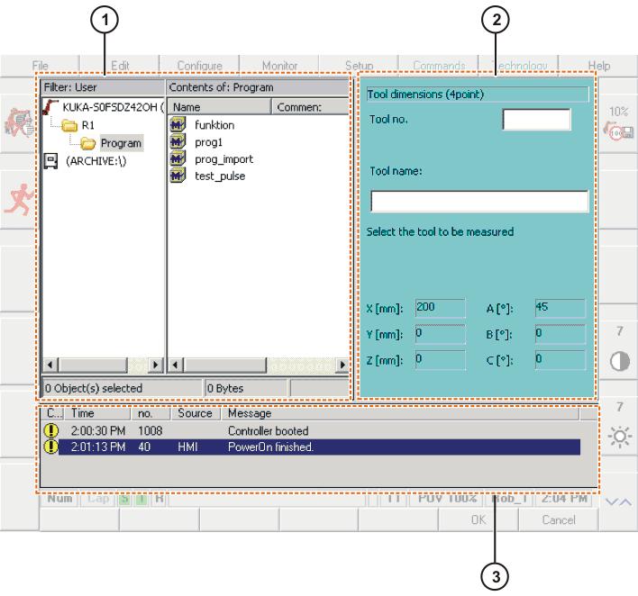 KUKA System Software 5.5 4.2.2 Windows in the user interface Overview Fig.