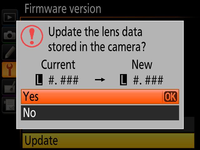6 An update dialog will be displayed. Select Yes. 7 The 8 Confirm update will begin. Follow the on-screen instruction during the update. that the update was completed successfully. 8-1.