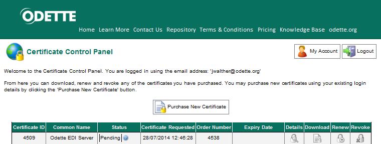 When you click on the Control Panel button, you can logon yourself onto the application using the email