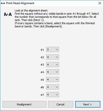 5. Click Next, then click Print to print an alignment sheet.