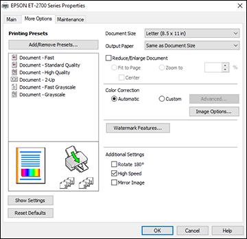 Double-sided Printing Options - Windows You can select any of the available options on the Settings window to set up your double-sided print job.