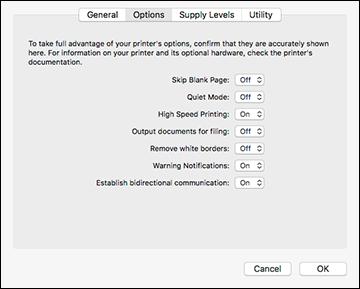 You see a screen like this: 4. Select any of the available printing preferences. 5. Click OK.