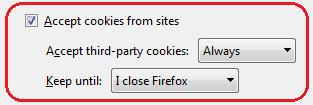 For the Keep Until field, select the option I close Firefox.