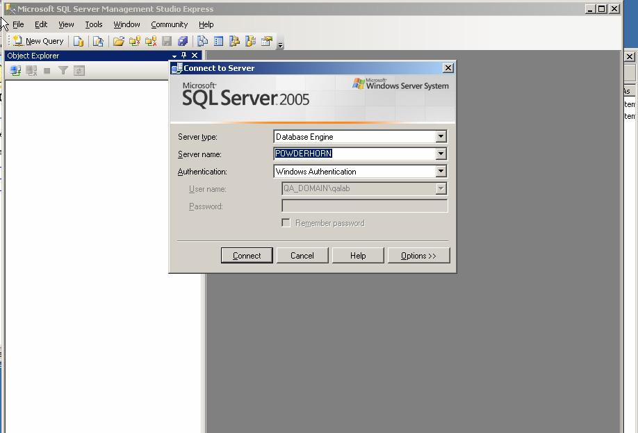 Chapter 2 Installing Blackbaud FundWare 7.50 2. Check connectivity by running the management tool by Start>Programs>Microsoft SQL Server 2005>Microsoft SQL Server Management Studio Express.