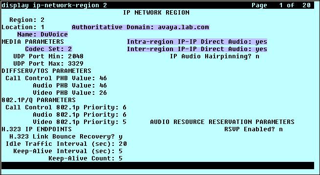 5.4. IP Network Region Create a separate IP network region for the DuVoice trunk.