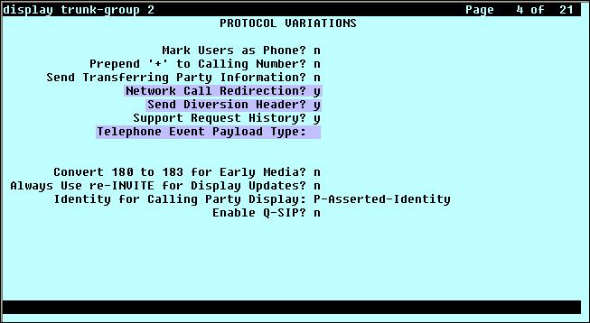 On Page 4, set the Network Call Redirection field to y. Set the Send Diversion Header field to y.