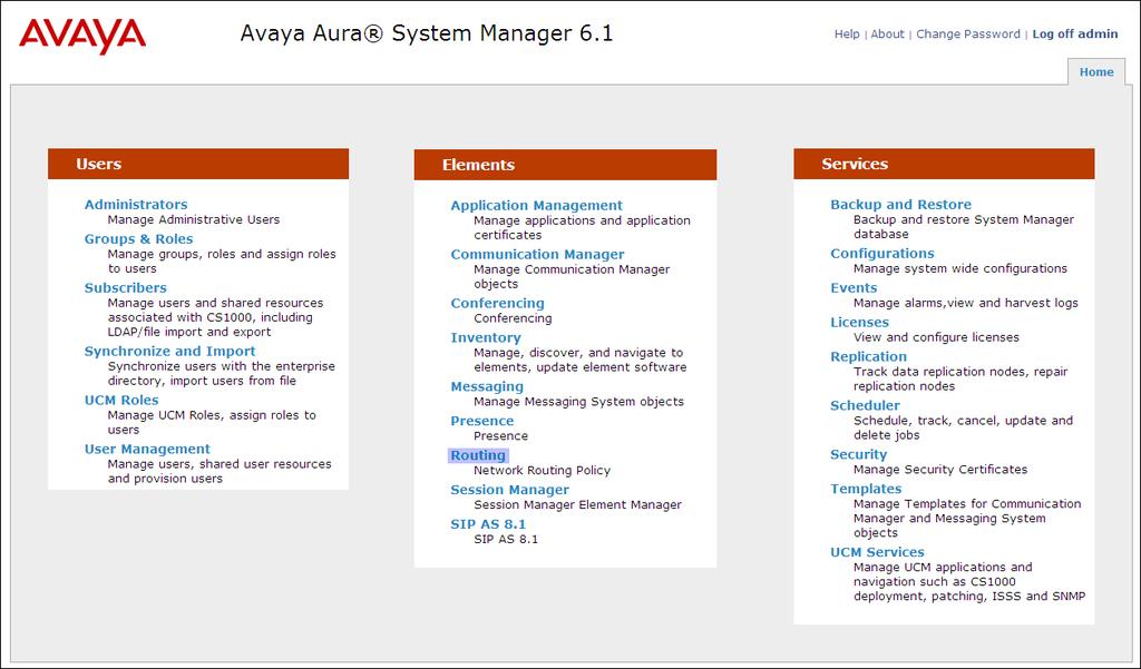 6.1. System Manager Login and Navigation Avaya Aura Session Manager Configuration is accomplished by accessing the browser-based GUI of Avaya Aura System