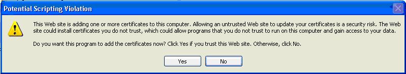 7 Once again, select Yes on the security warning, as