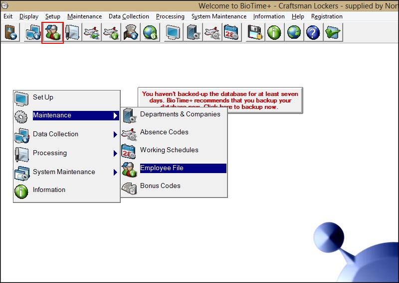 Adding an Employee From the main screen of the software click