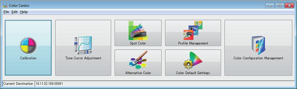 For detailed information, refer to User's Guide of Color Centro. 1 Select [File] menu - [Start] - [Color Centro]. [Login] screen appears.
