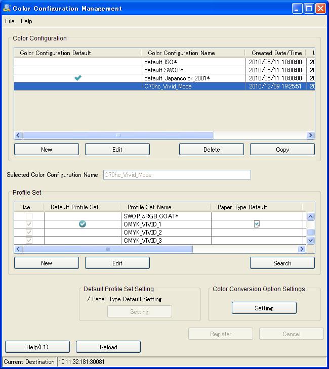 14.5 Vivid Mode for bizhub PRESS C70hc 14 Switch the Profile Set When you import the Color Configuration