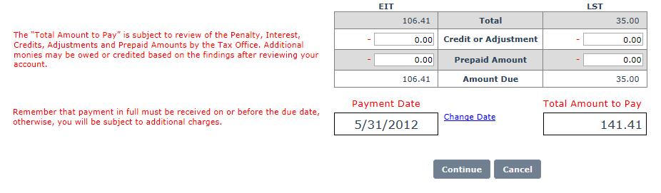 If your Tax Office allows, you can also change the Payment Date to a Future Date if desired.