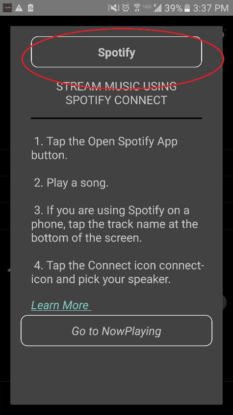2. For an example of using a music service that must also use an outside App, let s
