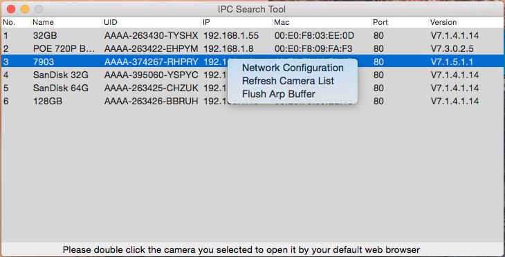 Here is a Network Configuration button in the right-clicking button list. From this button, you can modify the IP, Device display name and http port of the FDT camera. Please note: 1.