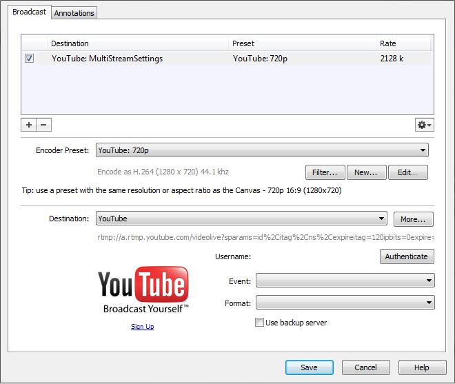 Broadcasting Flash To YouTube 97 Flash To YouTube To stream to YouTube, follow these steps: 1.