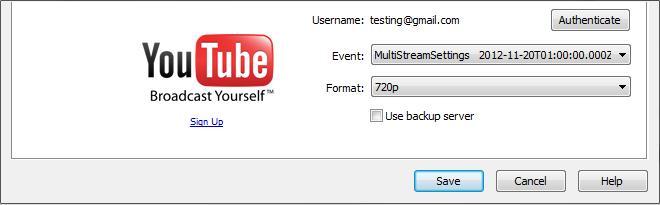 youtube.com). 5. Enter your YouTube event. 6. Select the format you setup for YouTube event.