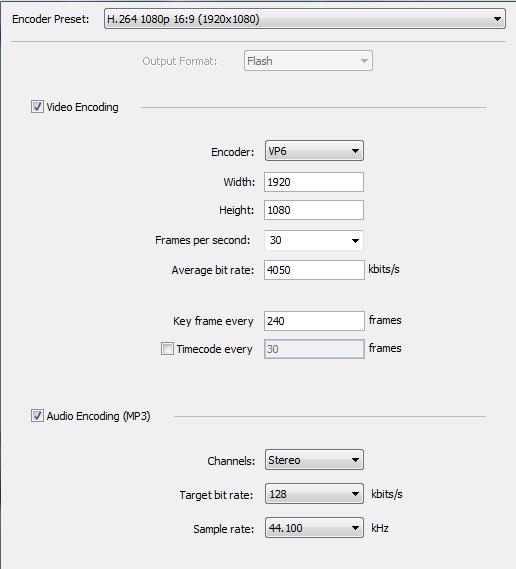 124 Setting Encoder Presets Flash VP6 Flash VP6 17. Select the audio sample rate, in khz (1000 Hz) per second, from the Sample Rate menu.