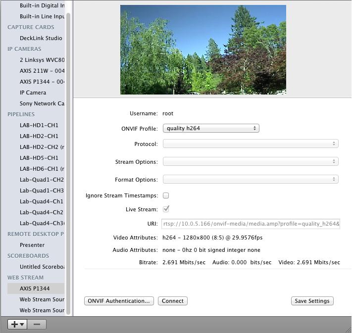180 Using the Source Settings Web Stream Web Stream Capture Audio When checked, captures audio in addition to video. Click Audio Settings to select the audio source.