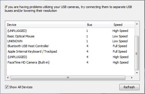 Select Sop Output Show USB Devices To view a list of all USB devices select Show USB Devices from the Sources menu.