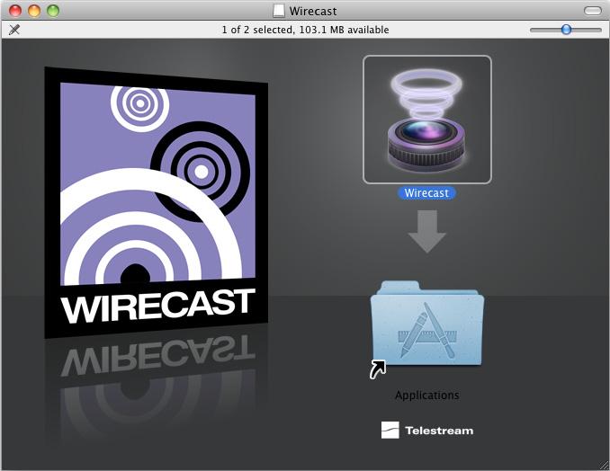 218 Appendix C: Installation Activating 4. Open the Wirecast in the downloads folder, then click and drag the Wirecast icon into the Applications folder.