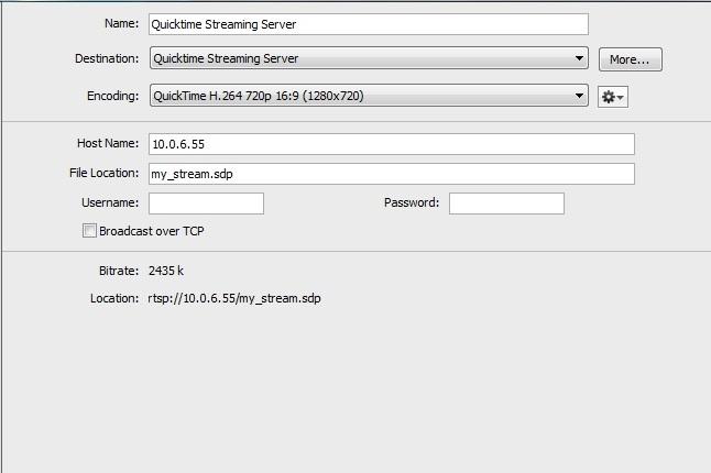86 Broadcasting QuickTime Streaming Server usage than MPEG-4, so if you discover frames are dropping out, you might not be able to use H.264.