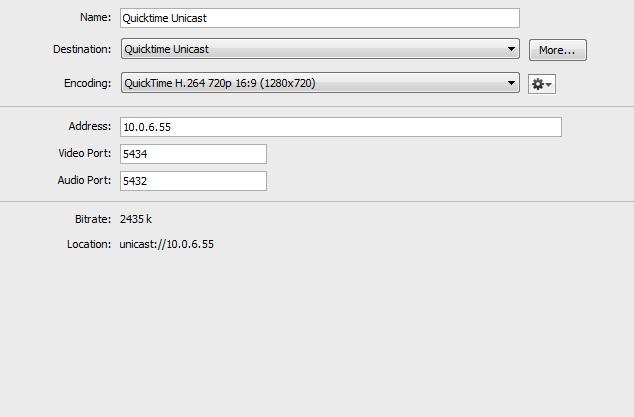 Broadcasting QuickTime Unicast 89 QuickTime Unicast Wirecast lets you broadcast to a specific computer. This is called unicast. To configure the output settings for a unicast, follow these steps: 1.