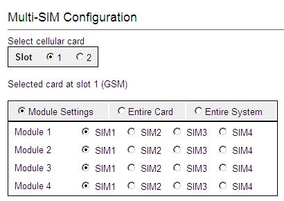 Configuring a Cellular Card 3.7 SIM Select Use the SIM Select screen to manually select and activate a SIM card for current use. SIM Select should not be used when SIM Auto Manage is active.
